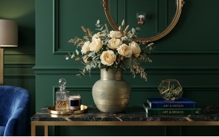 Wazon ceramiczny niebiesko-złoty 24 cm AP171381