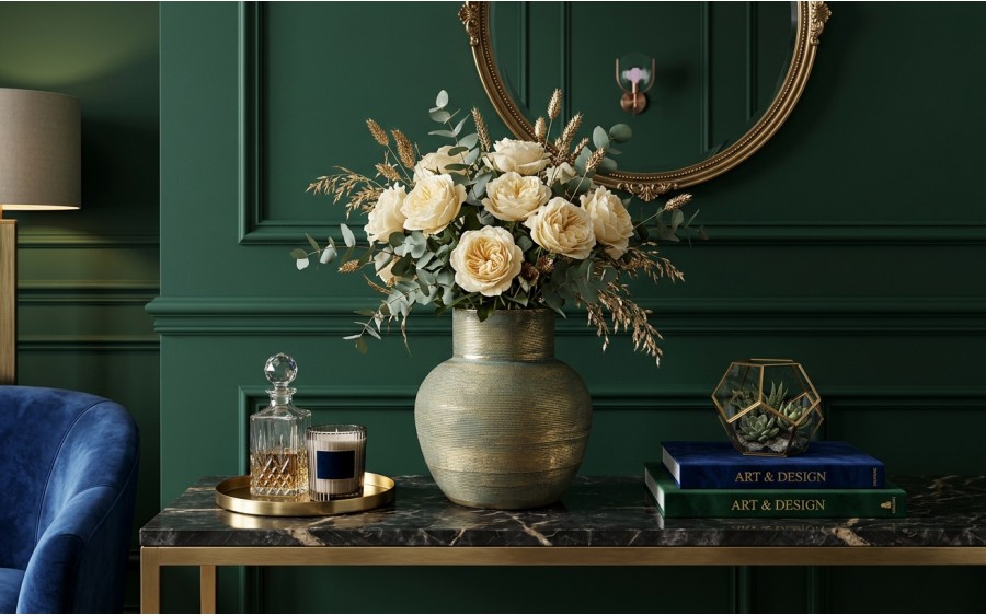 Wazon ceramiczny niebiesko-złoty 24 cm AP171381