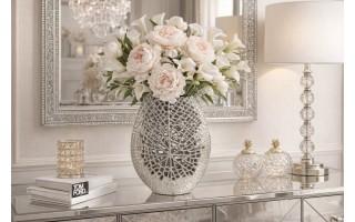 Wazon ażurowy 45 cm srebrny AP163310