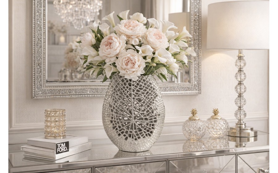 Wazon ażurowy 45 cm srebrny AP163310