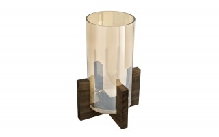 Świecznik szklany 27 cm złoty CX0944