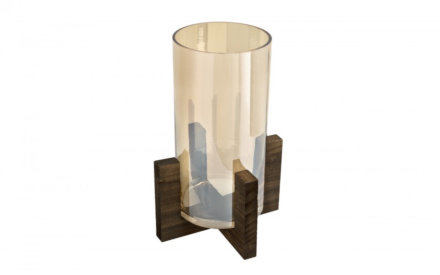 Świecznik szklany 27 cm złoty CX0944