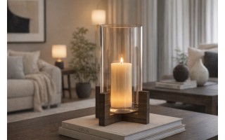 Świecznik szklany 27 cm złoty CX0944