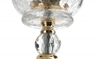 Świecznik szklany 13x13x25,5 cm złoty przezroczysty