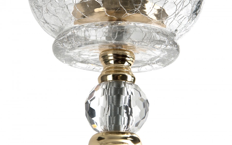 Świecznik szklany 13x13x25,5 cm złoty przezroczysty