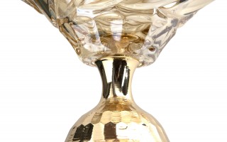 Patera Szklana Złota 25 cm na Nodze Dekor-Pap CX0936