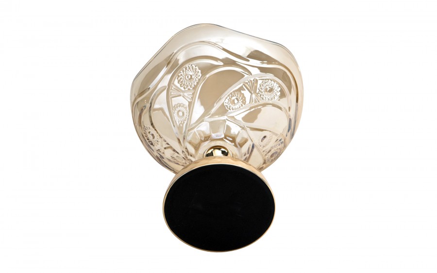 Patera Szklana Złota 25 cm na Nodze Dekor-Pap CX0936