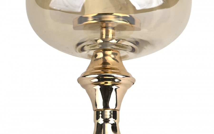 Świecznik szklany 16x16x30 cm złoty bursztynowy