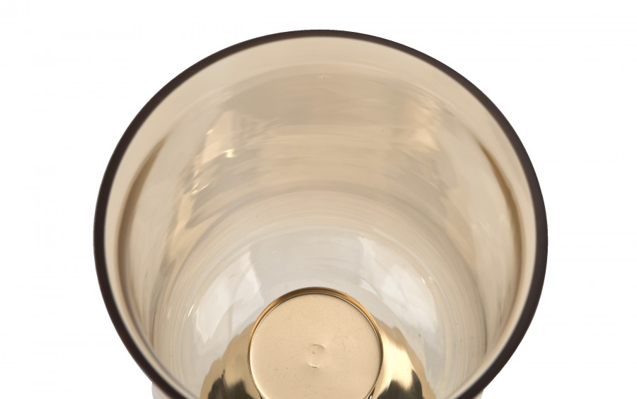 Świecznik szklany 16x16x30 cm złoty bursztynowy