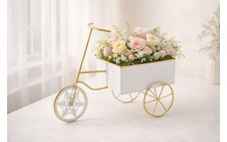 Doniczka osłonka Rowerek biały 32x13 cm