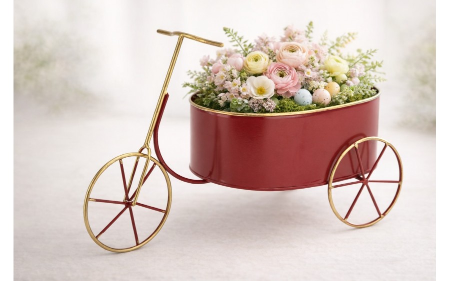 Doniczka osłonka Rowerek czerwony 37x14 cm