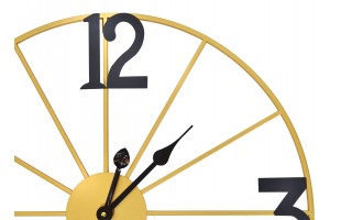 Zegar ścienny 60 cm METALOWY ZŁOTY Z CZARNYMI CYFRAMI