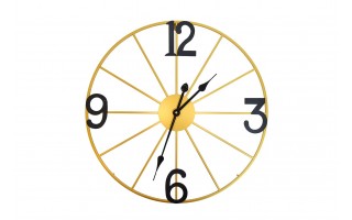 Zegar ścienny 60 cm METALOWY ZŁOTY Z CZARNYMI CYFRAMI