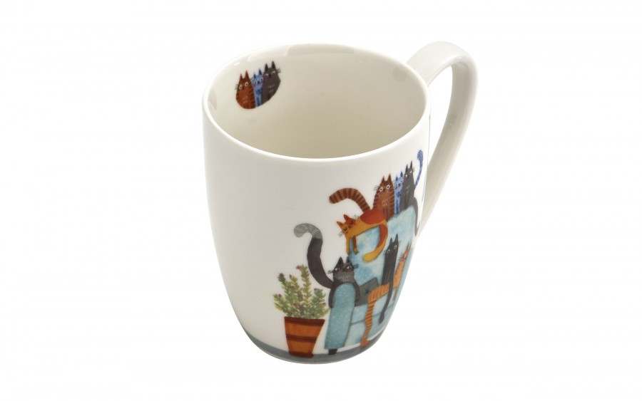 Komplet 4 kubków porcelanowych 360 ml Koci Świat II