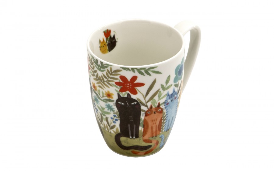 Komplet 4 kubków porcelanowych 360 ml Koci Świat II