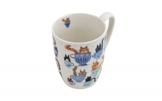 Komplet 4 kubków porcelanowych 360 ml Koci Świat II