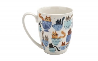 Komplet 4 kubków porcelanowych 360 ml Koci Świat II