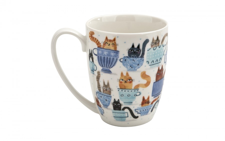 Komplet 4 kubków porcelanowych 360 ml Koci Świat II