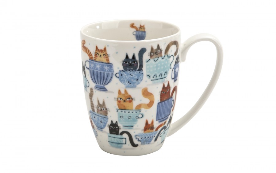 Komplet 4 kubków porcelanowych 360 ml Koci Świat II