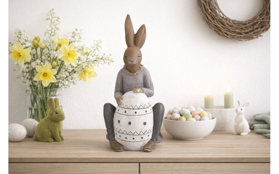 Figurka ozdobna Królik 42 cm przy jajku