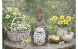 Figurka ozdobna Królik 42 cm przy jajku