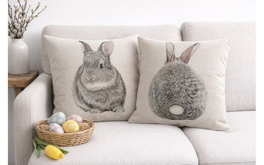 Poszewka dekoracyjna 45x45 cm Królik z ogonkiem 6312 Gobelinowa Premium