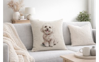 Poszewka dekoracyjna 45x45 cm Pies Bichon Frise Gobelinowa Premium