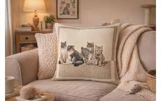 Poszewka dekoracyjna 45x45 cm Koty Gobelinowa Premium