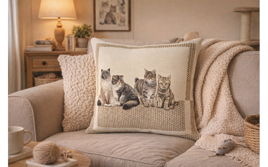 Poszewka dekoracyjna 45x45 cm Koty Gobelinowa Premium
