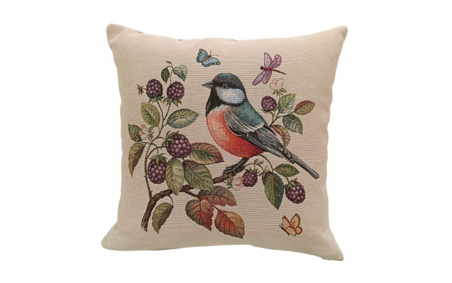 Poszewka dekoracyjna 45x45 cm Ptaszek i Jeżyny Gobelinowa Premium