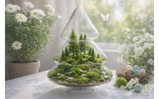 Bombonierka szklana 2-częściowa Choinka 25 cm