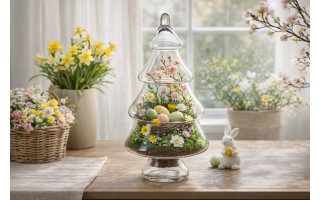 Bombonierka szklana 2-częściowa Choinka 40 cm