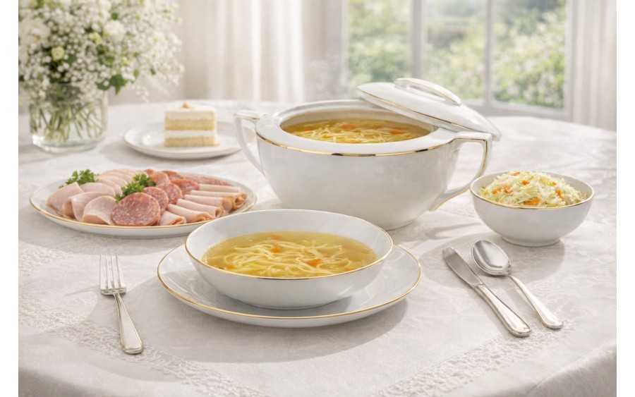 Serwis obiadowy 12/44 el. + Waza City Złote B326