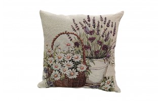 Poszewka dekoracyjna 45x45 cm Kwiaty w koszyku Gobelinowa Premium
