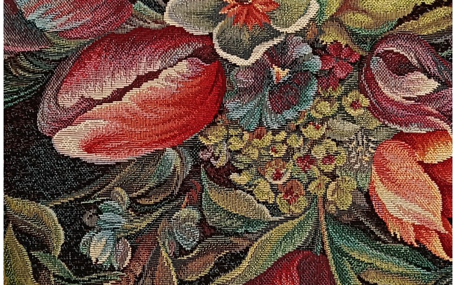 Poszewka dekoracyjna 45x45 cm Kwiaty ciemne tło Gobelinowa Premium