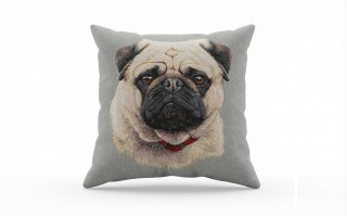 Poszewka dekoracyjna 45x45 cm Mops Gobelinowa Premium