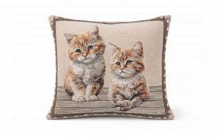 Poszewka dekoracyjna 45x45 cm Kotki w ramce Gobelinowa Premium