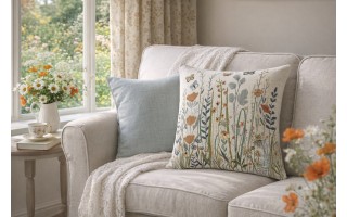 Poszewka dekoracyjna 45x45 cm Łąka jasna 6204 Gobelinowa Premium