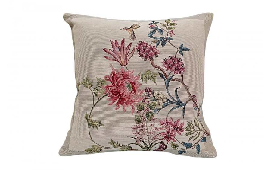 Poszewka dekoracyjna 45x45 cm Kwiaty gałązki Gobelinowa Premium