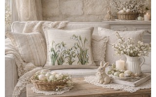 Poszewka dekoracyjna 45x45 cm Przebiśniegi Gobelinowa Premium