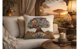 Poszewka dekoracyjna 45x45 cm Drzewo Mandala Gobelinowa Premium