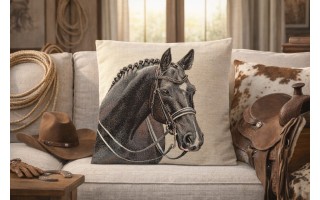 Poszewka dekoracyjna 45x45 cm Czarny Koń Gobelinowa Premium