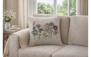 Poszewka dekoracyjna 45x45 cm Kwiaty pastelowe Gobelinowa Premium