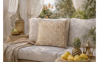 Poszewka dekoracyjna 45x45 cm Złoty ornament Gobelinowa Premium