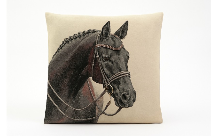 Poszewka dekoracyjna 45x45 cm Czarny Koń Gobelinowa Premium