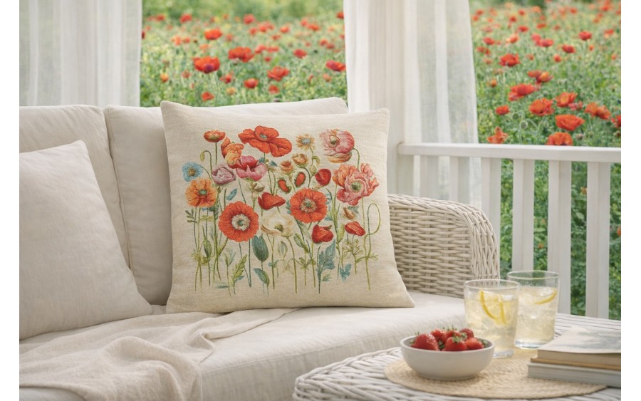 Poszewka dekoracyjna 45x45 cm Maki Gobelinowa Premium