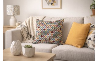 Poszewka dekoracyjna 45x45 cm Geo Kółka 003 Gobelinowa Premium