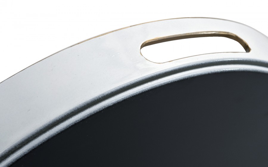 Taca okrągła z uchwytami 33 cm Biała Kwiaty 166864