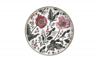 Taca okrągła z uchwytami 33 cm Biała Kwiaty 166864