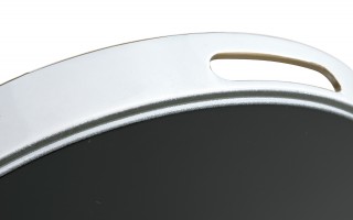 Taca okrągła z uchwytami 33 cm Biała Kwiaty Liście 166865